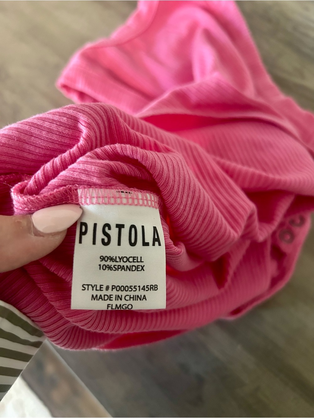 Pistola Pink Ribbed Sleeveless Bodysuit Size Small | High Neck Stretch Tank Top - Picture 5 of 5
